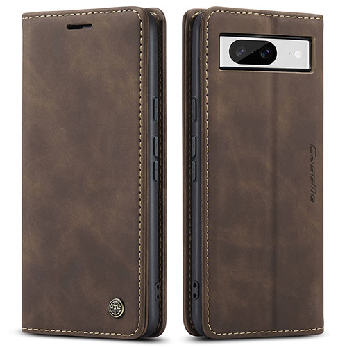 Leather Case Stands Flip Cover Holder C01S for Google Pixel 8 5G Brown