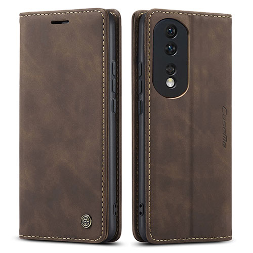 Leather Case Stands Flip Cover Holder C01S for Huawei Honor 80 Pro Flat 5G Brown