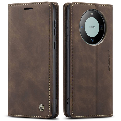 Leather Case Stands Flip Cover Holder C01S for Huawei Mate 60 Brown