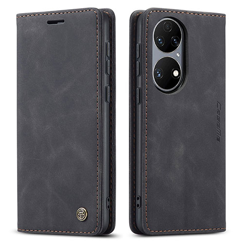 Leather Case Stands Flip Cover Holder C01S for Huawei P50 Pro Black