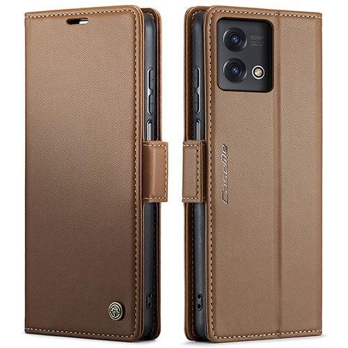 Leather Case Stands Flip Cover Holder C01S for Motorola Moto G Stylus (2023) 5G Brown