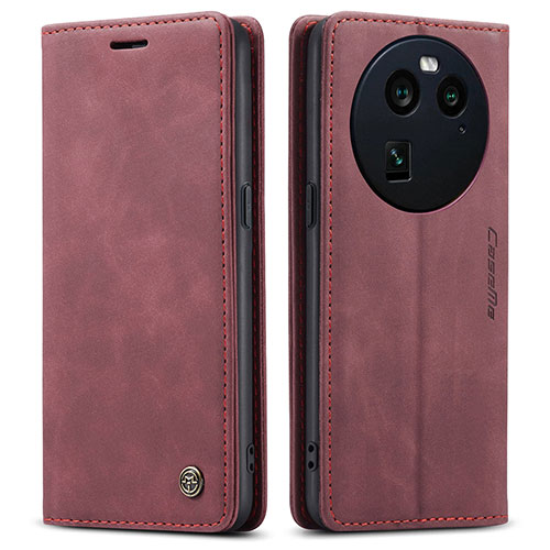 Leather Case Stands Flip Cover Holder C01S for Oppo Find X6 5G Red Wine