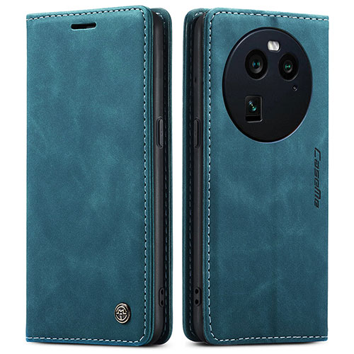 Leather Case Stands Flip Cover Holder C01S for Oppo Find X6 Pro 5G Blue