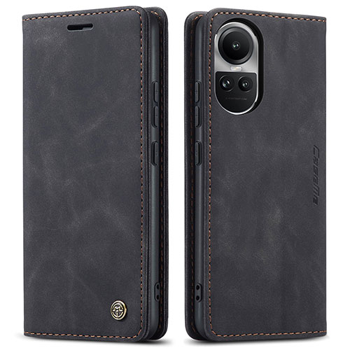 Leather Case Stands Flip Cover Holder C01S for Oppo Reno10 Pro 5G Black