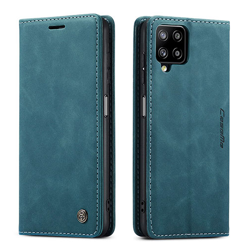 Leather Case Stands Flip Cover Holder C01S for Samsung Galaxy A12 Nacho Blue