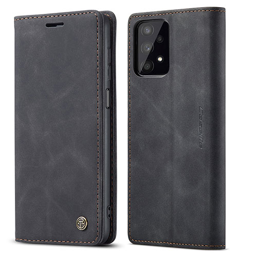 Leather Case Stands Flip Cover Holder C01S for Samsung Galaxy A32 4G Black