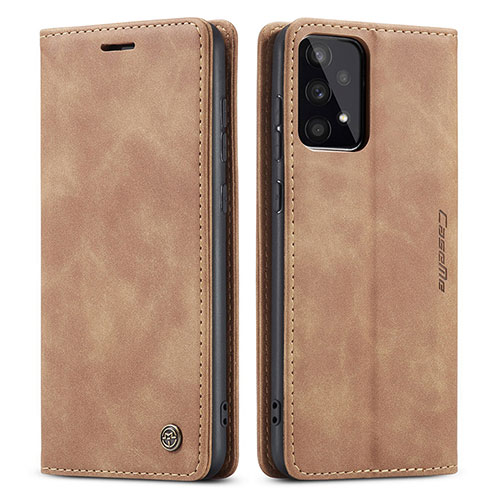 Leather Case Stands Flip Cover Holder C01S for Samsung Galaxy A33 5G Light Brown