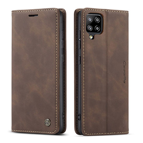 Leather Case Stands Flip Cover Holder C01S for Samsung Galaxy A42 5G Brown