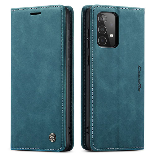 Leather Case Stands Flip Cover Holder C01S for Samsung Galaxy A52s 5G Blue