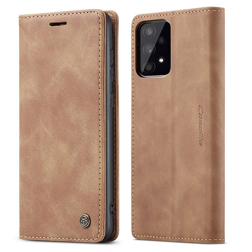 Leather Case Stands Flip Cover Holder C01S for Samsung Galaxy A53 5G Light Brown