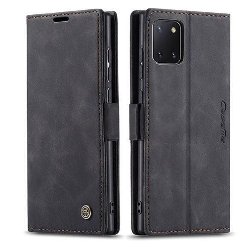 Leather Case Stands Flip Cover Holder C01S for Samsung Galaxy A81 Black