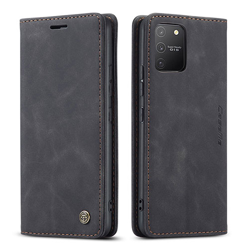 Leather Case Stands Flip Cover Holder C01S for Samsung Galaxy A91 Black