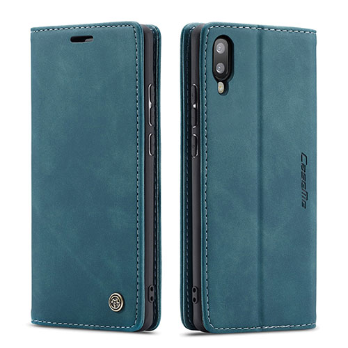 Leather Case Stands Flip Cover Holder C01S for Samsung Galaxy M10 Blue