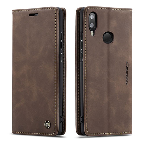 Leather Case Stands Flip Cover Holder C01S for Samsung Galaxy M20 Brown