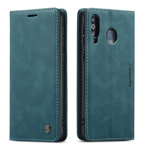 Leather Case Stands Flip Cover Holder C01S for Samsung Galaxy M30 Blue