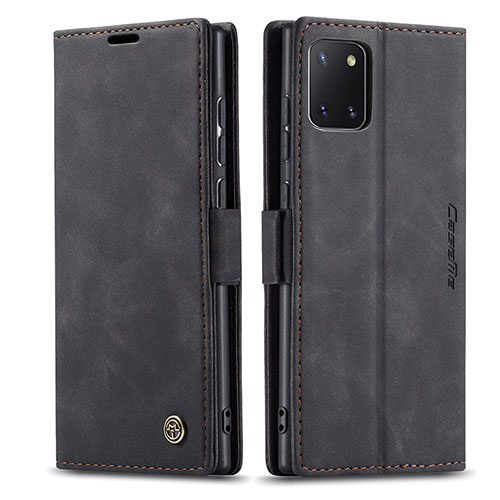 Leather Case Stands Flip Cover Holder C01S for Samsung Galaxy Note 10 Lite Black