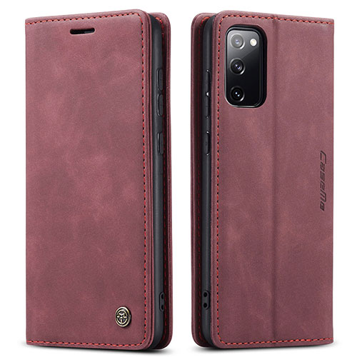 Leather Case Stands Flip Cover Holder C01S for Samsung Galaxy S20 FE (2022) 5G Red Wine