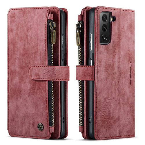 Leather Case Stands Flip Cover Holder C01S for Samsung Galaxy S22 5G Red