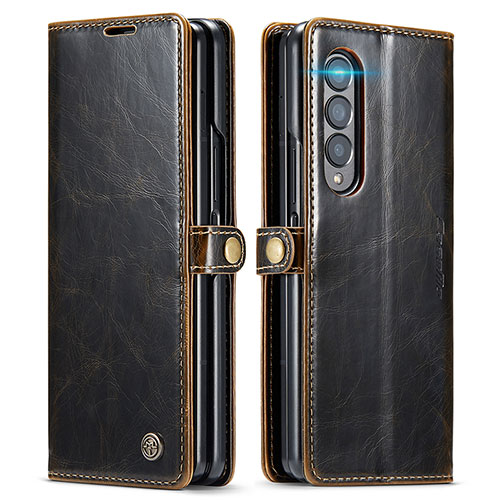 Leather Case Stands Flip Cover Holder C01S for Samsung Galaxy Z Fold3 5G Brown