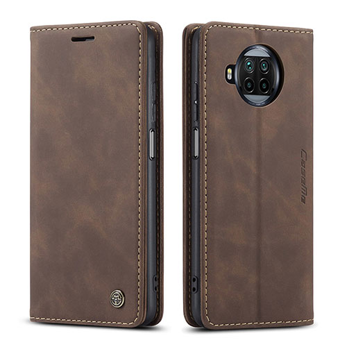 Leather Case Stands Flip Cover Holder C01S for Xiaomi Mi 10i 5G Brown