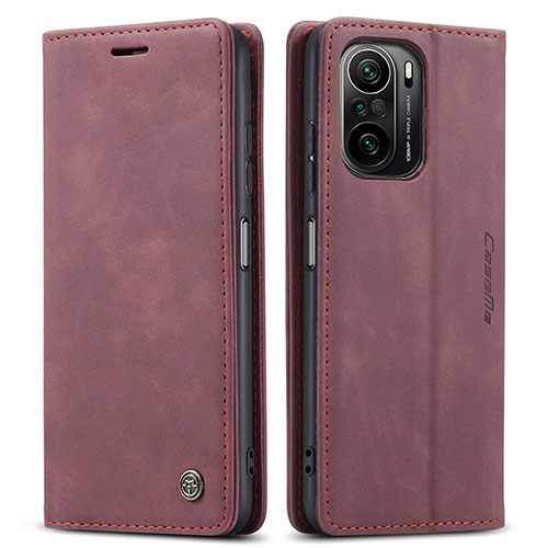 Leather Case Stands Flip Cover Holder C01S for Xiaomi Mi 11i 5G Red Wine
