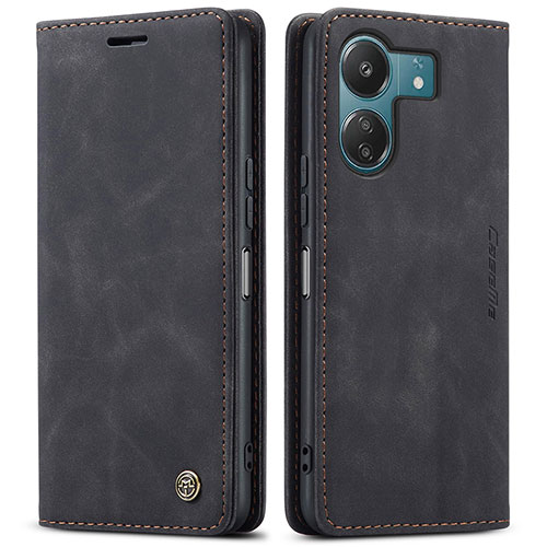 Leather Case Stands Flip Cover Holder C01S for Xiaomi Poco C65 Black