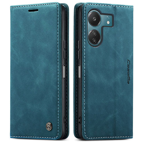 Leather Case Stands Flip Cover Holder C01S for Xiaomi Poco C65 Blue