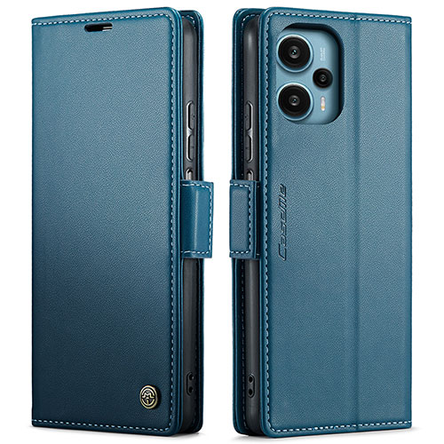 Leather Case Stands Flip Cover Holder C01S for Xiaomi Poco F5 5G Blue