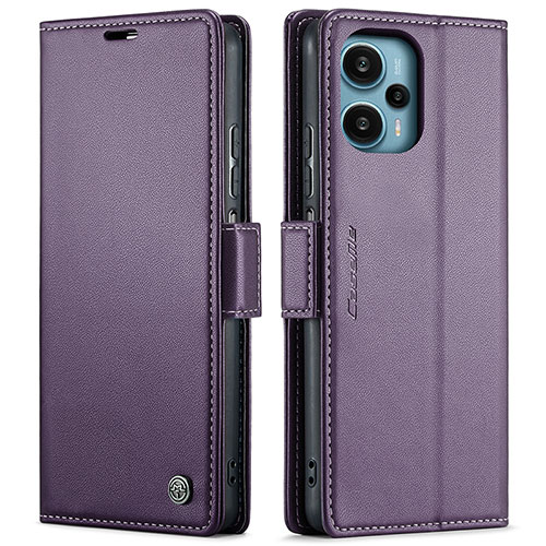 Leather Case Stands Flip Cover Holder C01S for Xiaomi Poco F5 5G Purple