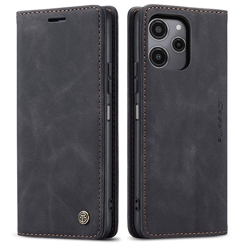 Leather Case Stands Flip Cover Holder C01S for Xiaomi Poco M6 Pro 5G Black