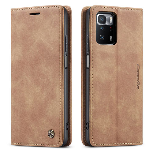 Leather Case Stands Flip Cover Holder C01S for Xiaomi Poco X3 GT 5G Light Brown