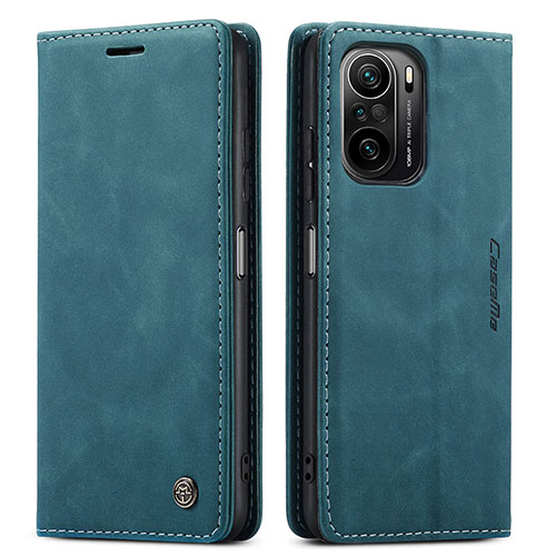 Leather Case Stands Flip Cover Holder C01S for Xiaomi Redmi K40 5G Blue