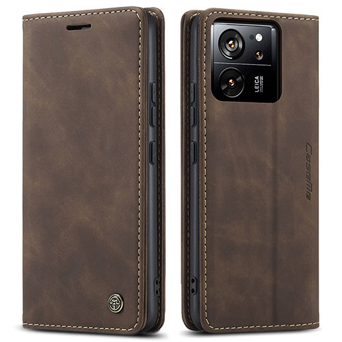 Leather Case Stands Flip Cover Holder C01S for Xiaomi Redmi K60 Ultra 5G Brown