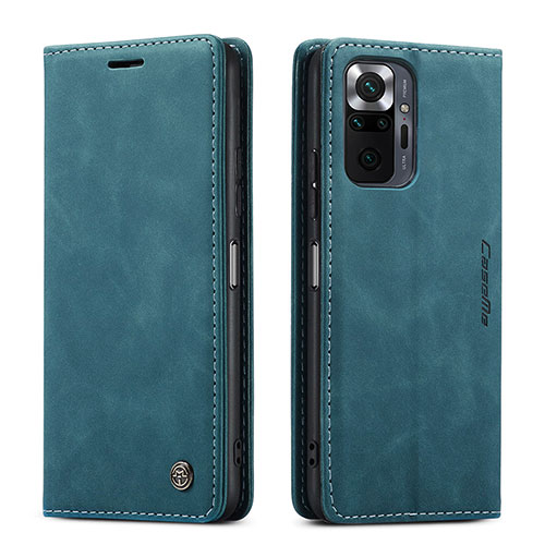 Leather Case Stands Flip Cover Holder C01S for Xiaomi Redmi Note 10 Pro 4G Blue