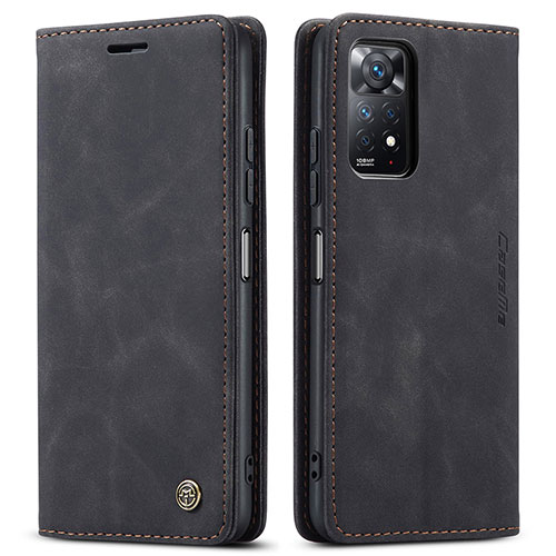 Leather Case Stands Flip Cover Holder C01S for Xiaomi Redmi Note 11 Pro 4G Black