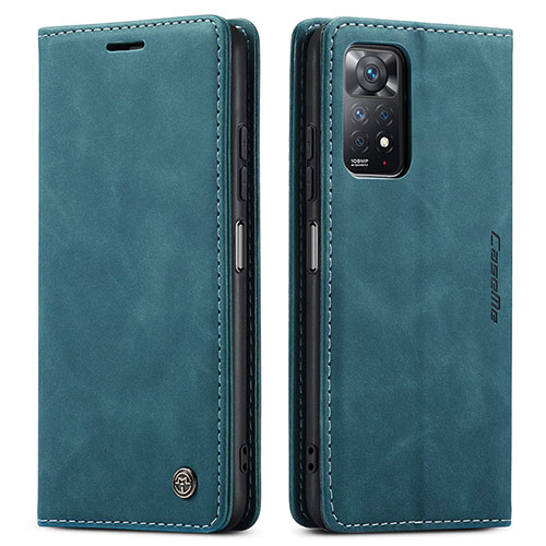 Leather Case Stands Flip Cover Holder C01S for Xiaomi Redmi Note 11 Pro 4G Blue