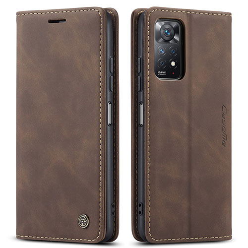 Leather Case Stands Flip Cover Holder C01S for Xiaomi Redmi Note 12 Pro 4G Brown