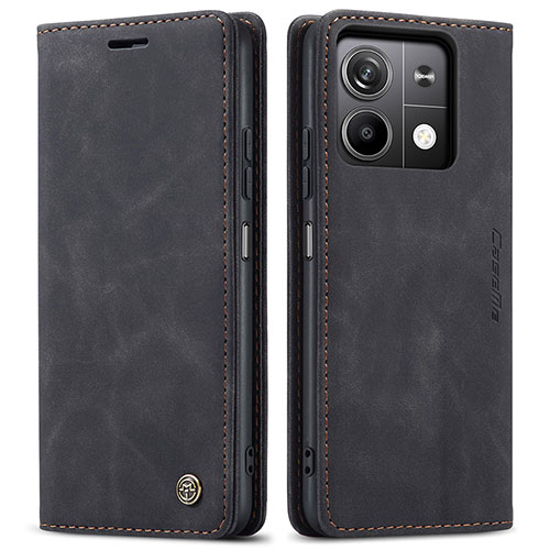 Leather Case Stands Flip Cover Holder C01S for Xiaomi Redmi Note 13 5G Black