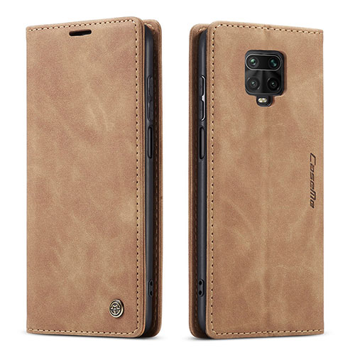 Leather Case Stands Flip Cover Holder C01S for Xiaomi Redmi Note 9 Pro Max Light Brown