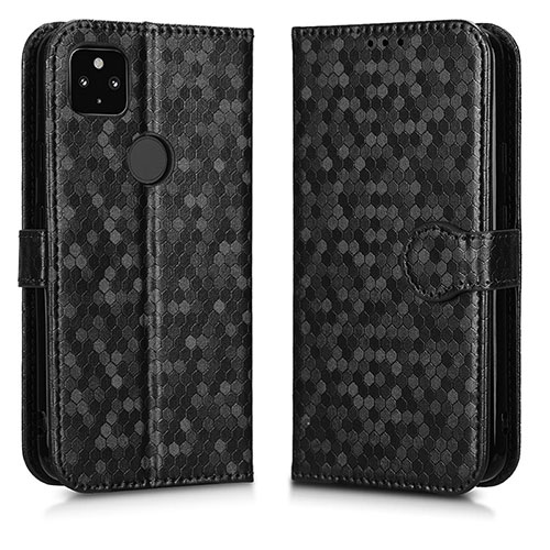 Leather Case Stands Flip Cover Holder C01X for Google Pixel 4a 5G Black