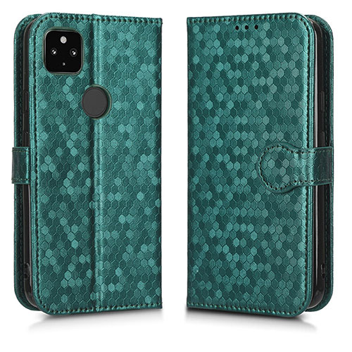 Leather Case Stands Flip Cover Holder C01X for Google Pixel 5 XL 5G Green