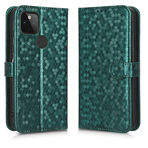 Leather Case Stands Flip Cover Holder C01X for Google Pixel 5a 5G Green