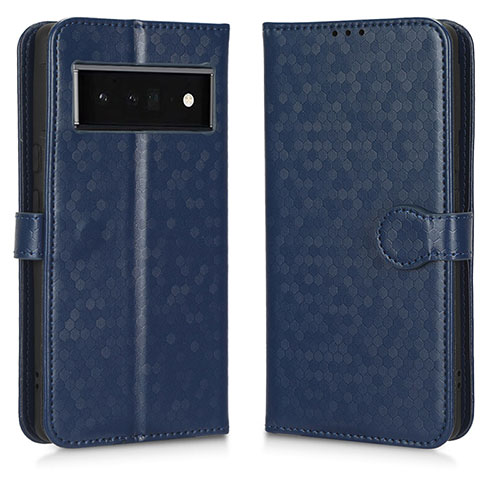Leather Case Stands Flip Cover Holder C01X for Google Pixel 6 Pro 5G Blue