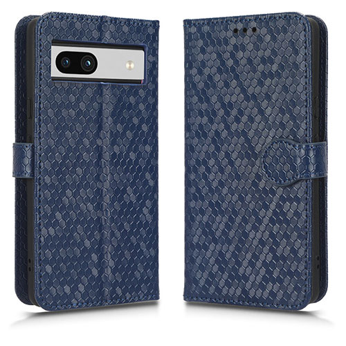 Leather Case Stands Flip Cover Holder C01X for Google Pixel 7a 5G Blue