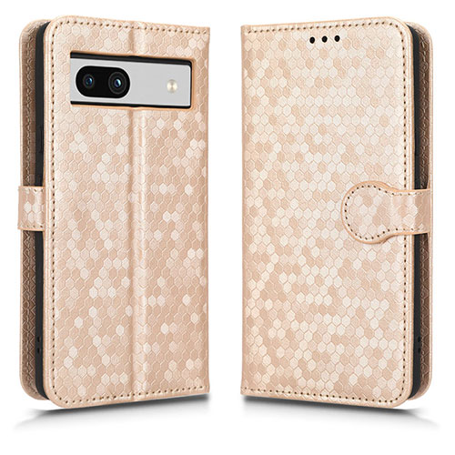 Leather Case Stands Flip Cover Holder C01X for Google Pixel 7a 5G Gold
