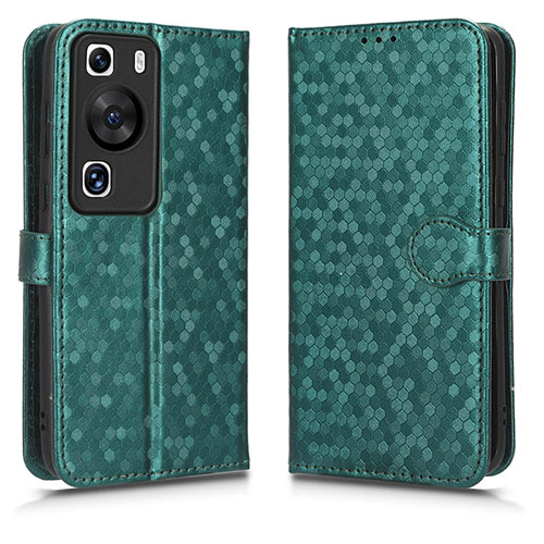 Leather Case Stands Flip Cover Holder C01X for Huawei P60 Green