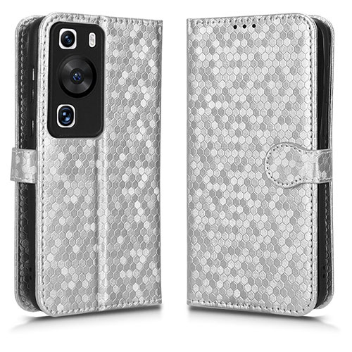 Leather Case Stands Flip Cover Holder C01X for Huawei P60 Silver