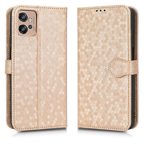 Leather Case Stands Flip Cover Holder C01X for Motorola Moto G32 Gold