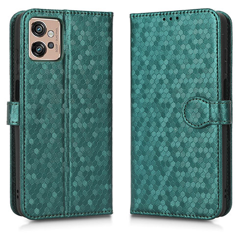 Leather Case Stands Flip Cover Holder C01X for Motorola Moto G32 Green