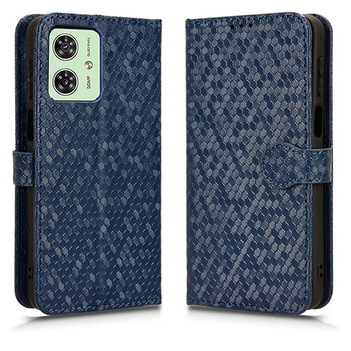 Leather Case Stands Flip Cover Holder C01X for Motorola Moto G54 5G Blue